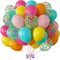 Tropical Balloon Arch Kit, Hot Pink Orange Yellow Green Teal Latex Confetti Balloons (12 Inch)